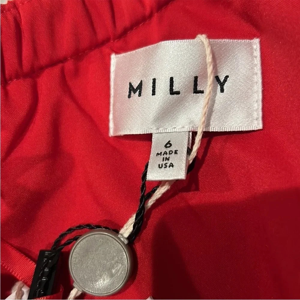 New Milly Tara Red Valentines Day Dress Solid One Shoulder Size 6 NWT - Picture 4 of 10